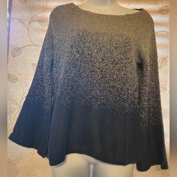 White House Black Market Tops - White House Black Market Dark Blue and Metallic Sweater